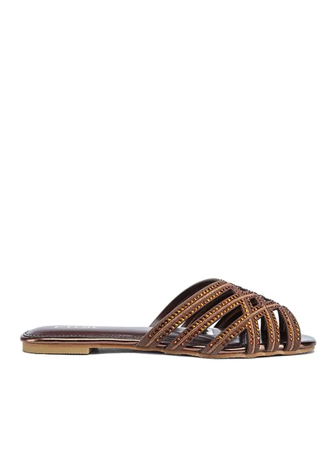 FYOR Crystal Studded Multi-Strap Flat Sandal MY 399