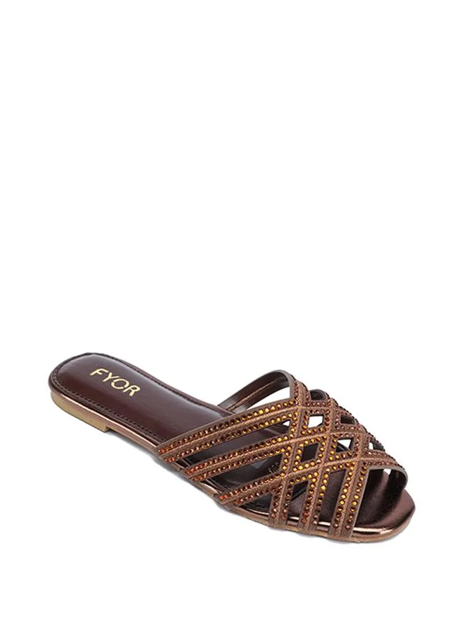 FYOR Crystal Studded Multi-Strap Flat Sandal MY 399