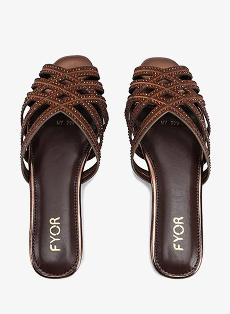 Fyor  Crystal Studded Multi-Strap Flat Sandal MY 399 for Women | Best Price UAE