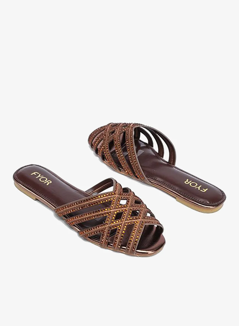 Fyor  Crystal Studded Multi-Strap Flat Sandal MY 399 for Women | Best Price UAE