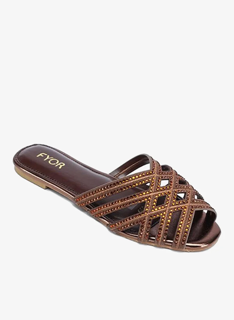 فايور Crystal Studded Multi-Strap Flat Sandal MY 399