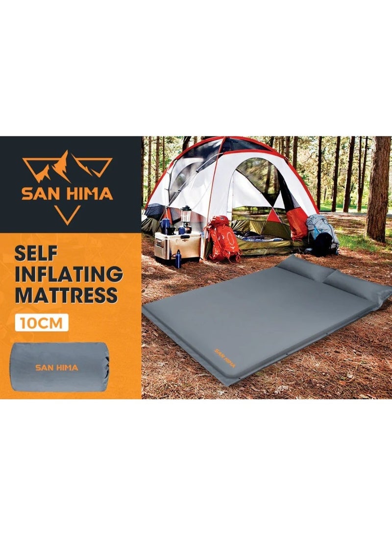 San Hima Self Inflating Mattress 10cm Camping Sleeping Mat Outdoor Air Bed Double - Image 1