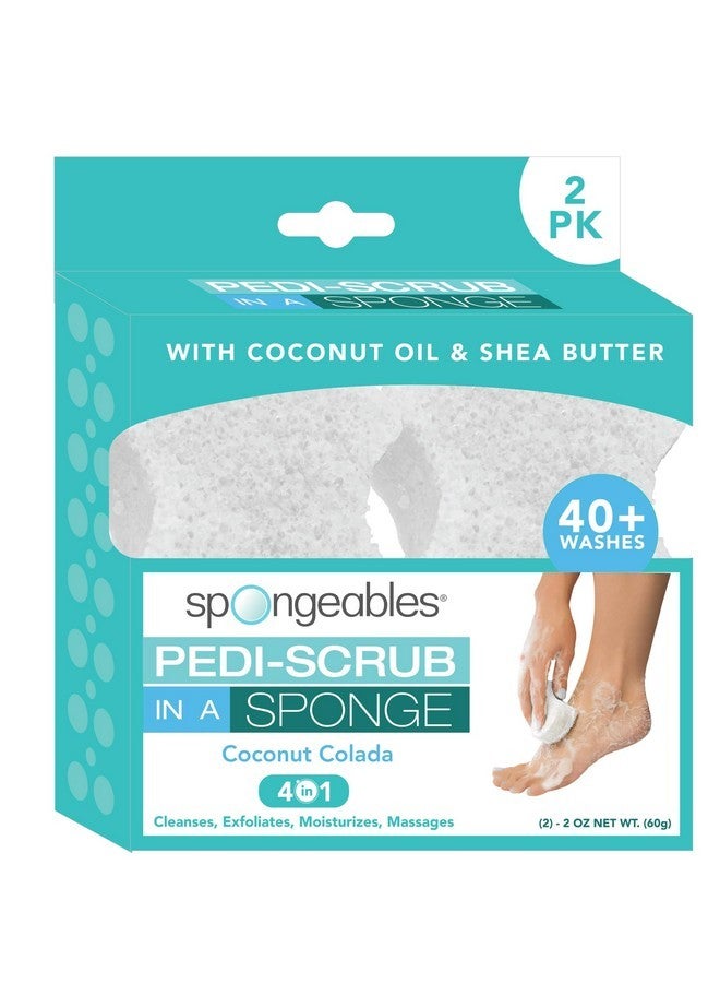 spongeables Spongables Pedi Scrub Foot Exfoliating 20+ Wash Sponge, Coconut Colada, 2 Count - Image 1