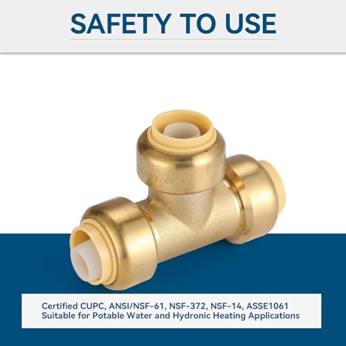 GUOFIS 12 Pushfit Tee12 Pack PEX Brass Pushfit Tee with 1 Pack Disconnect Clip PushtoConnect Plumbing Fittings for PEX Copper CPVCPF11812Pack - Image 3