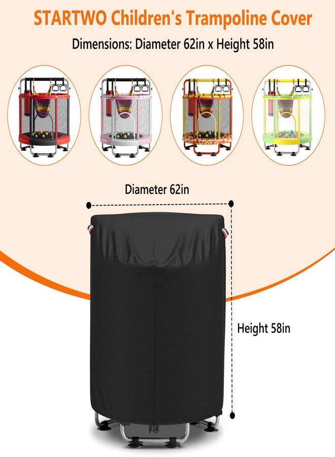 STARTWO Kids Trampoline Cover, Heavy-Duty 600D outdoor waterproof trampoline cover with body pole, Suitable for 60 inch round children's trampoline, UV-Resistant and Windproof, Black - Image 2