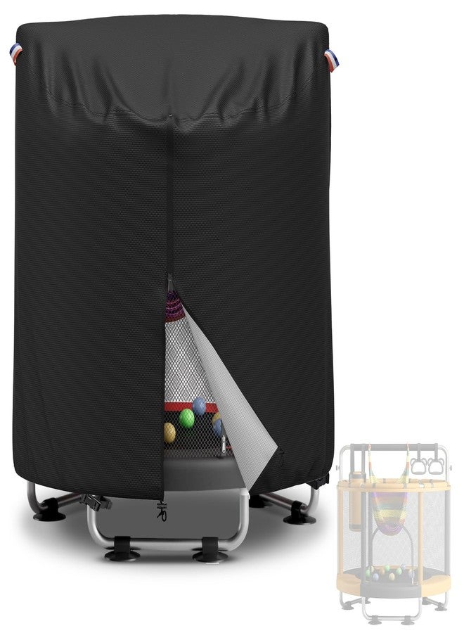 STARTWO Kids Trampoline Cover, Heavy-Duty 600D outdoor waterproof trampoline cover with body pole, Suitable for 60 inch round children's trampoline, UV-Resistant and Windproof, Black - Image 1