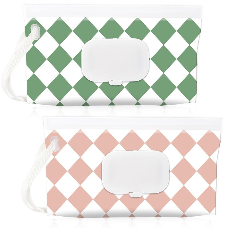 FEBSNOW 2 Pack Baby Wipes Dispenser Holder, Portable Refillable Baby Wet Wipes Pouch Container Reusable Travel Case - Image 1