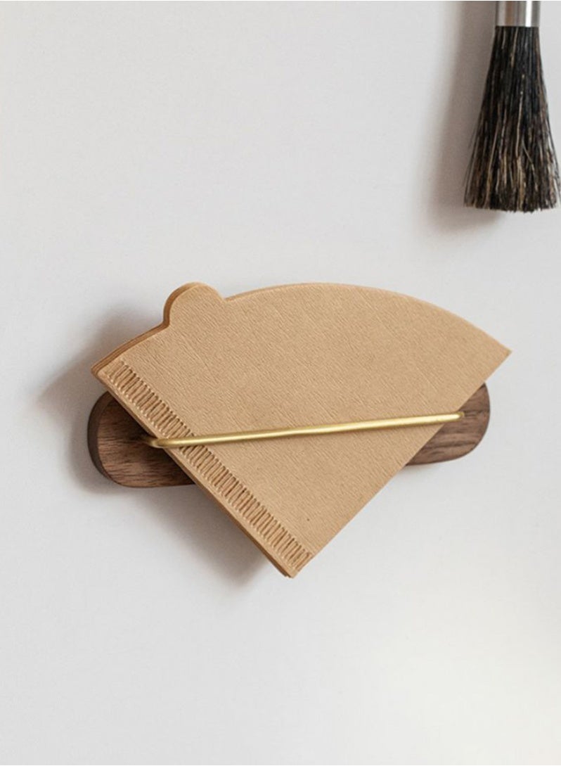 هومستيتيك حامل فلتر قهوة لاصق من خشب الجوز - منظّم أنيق للمطبخ بدون حفر، هدية مثالية لمحبي القهوة العربية - Image 5