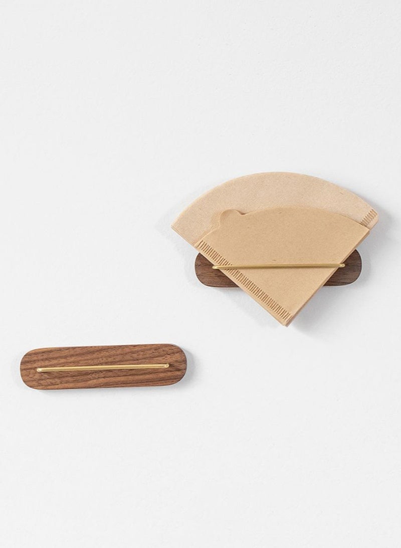 هومستيتيك حامل فلتر قهوة لاصق من خشب الجوز - منظّم أنيق للمطبخ بدون حفر، هدية مثالية لمحبي القهوة العربية - Image 2