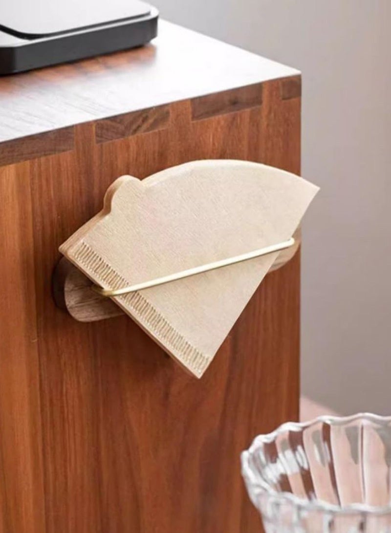 هومستيتيك حامل فلتر قهوة لاصق من خشب الجوز - منظّم أنيق للمطبخ بدون حفر، هدية مثالية لمحبي القهوة العربية - Image 4