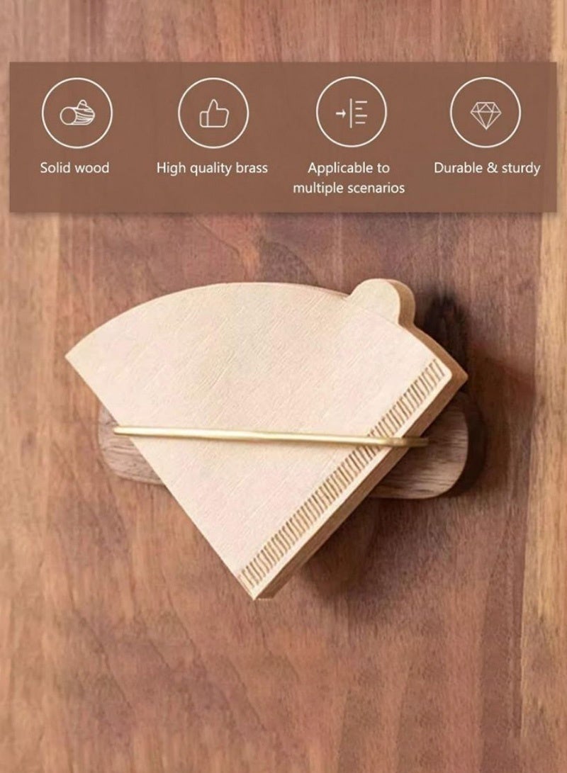هومستيتيك حامل فلتر قهوة لاصق من خشب الجوز - منظّم أنيق للمطبخ بدون حفر، هدية مثالية لمحبي القهوة العربية - Image 3