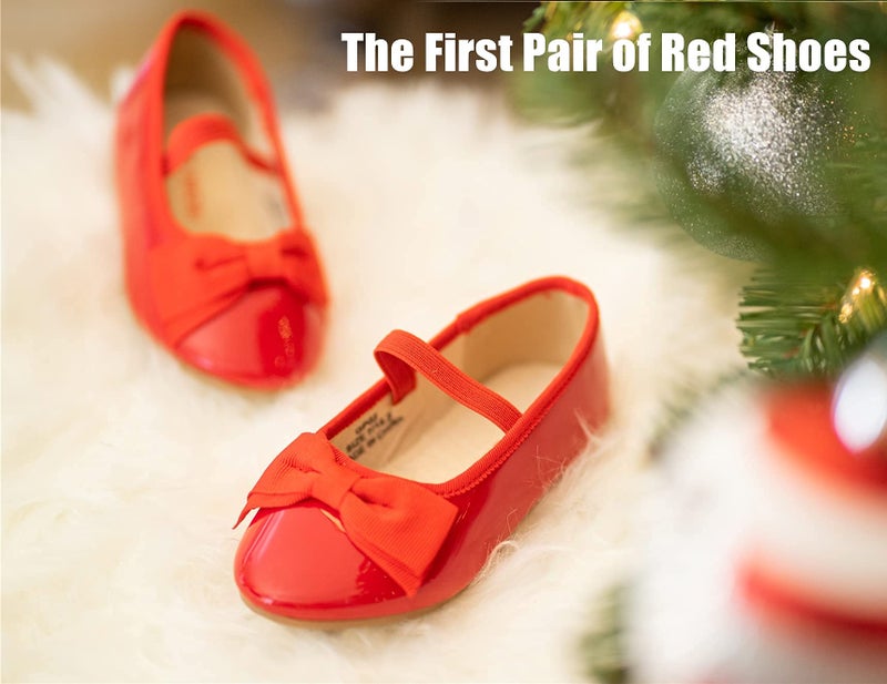 THEE BRON Toddler/Little Girl Mary Jane Flats Princess Dress Shoes(G02 Little Kid,Red/13M) - Image 5
