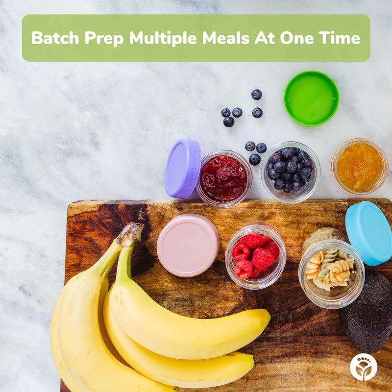 WeeSprout Glass Baby Food Storage Jars w/Lids (8 oz, 8 Pack Set) Snack, Puree, Reusable Small Containers, Breast Milk, Fridge or Freezer, Microwave & Dishwasher Safe, Essential Must Have for Infants - Image 2