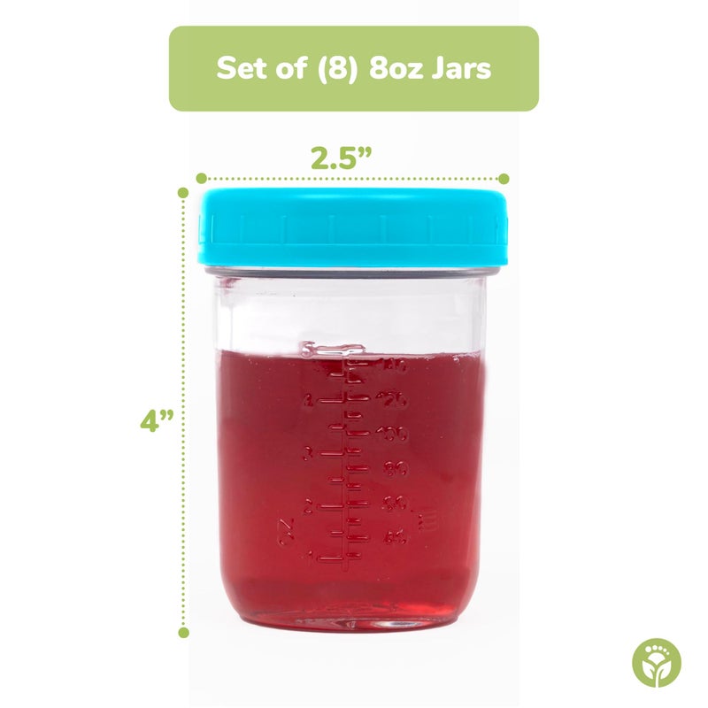 WeeSprout Glass Baby Food Storage Jars w/Lids (8 oz, 8 Pack Set) Snack, Puree, Reusable Small Containers, Breast Milk, Fridge or Freezer, Microwave & Dishwasher Safe, Essential Must Have for Infants - Image 3