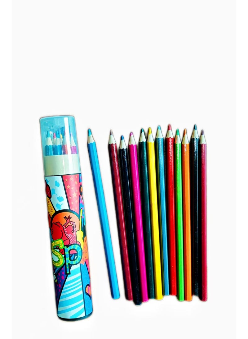 12-Piece Color Pencils In Round Tin Multicolour - Image 2