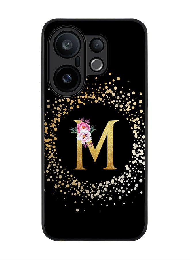 Stylizedd For vivo X200 FE / S30 Pro mini Case,Slim fit Camera Protection, Shockproof Thin Phone cover  - Custom Monogram Floral - M ( Black )