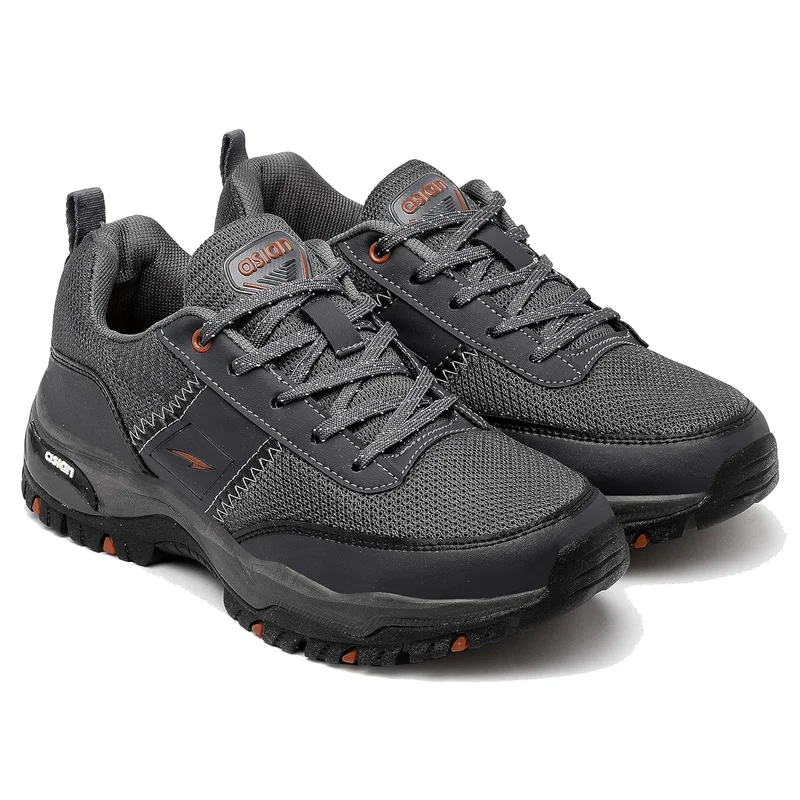 Asian ASIAN Dark Grey Lace-Up Walking Shoes for Men and Boys