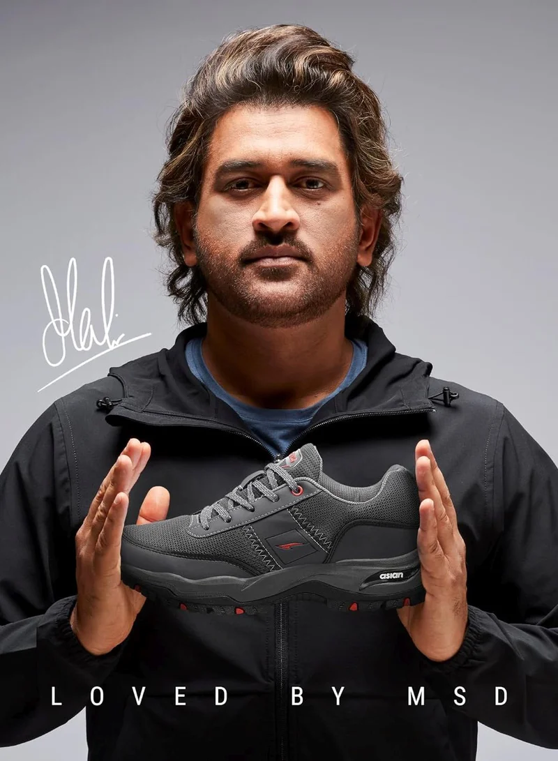 Asian ASIAN Dark Grey Lace-Up Walking Shoes for Men and Boys