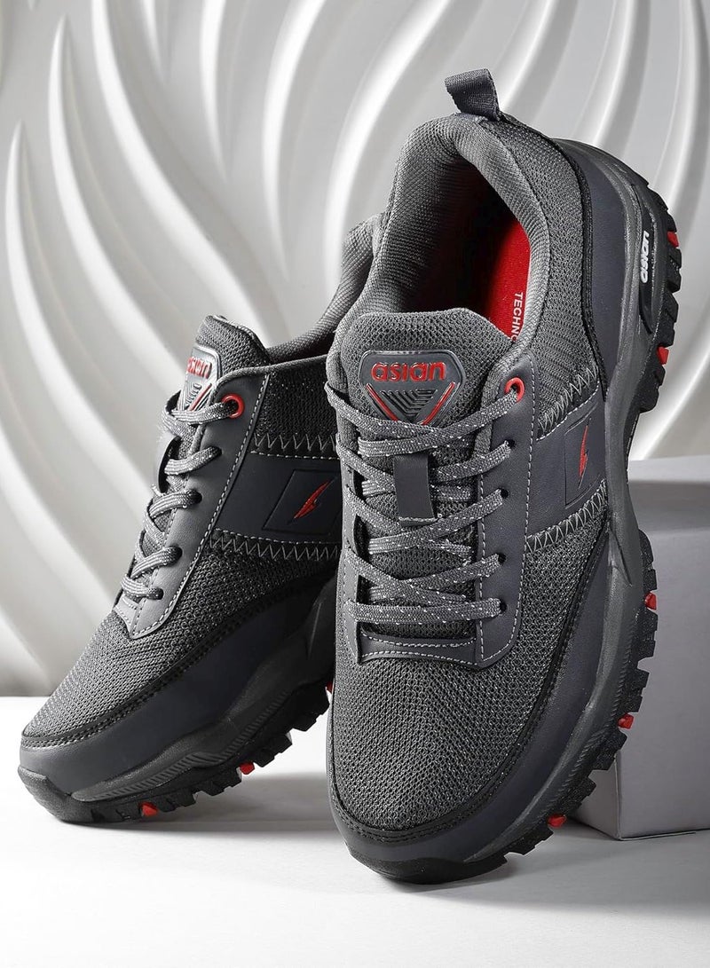 أسيان أحذية مشي رجالية ولادي برباط رمادي داكن آسيوية - Image 3