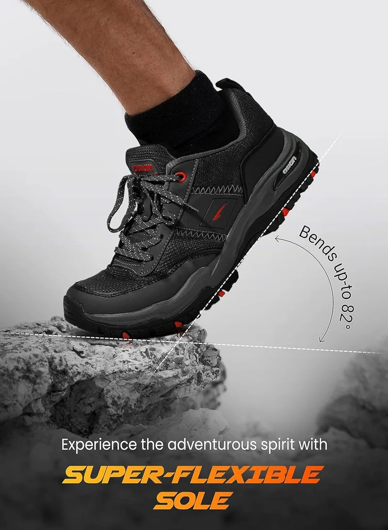 Asian  ASIAN Dark Grey Lace-Up Walking Shoes for Men and Boys for Men | Best Price UAE