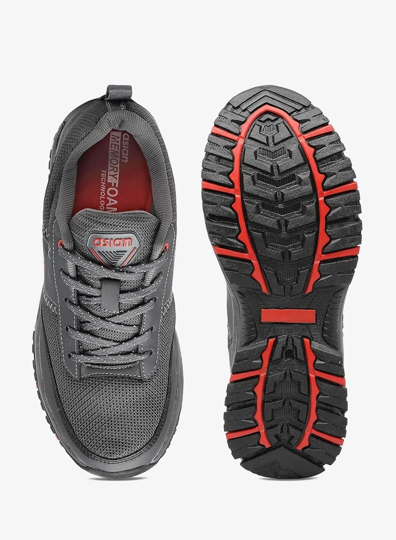 Asian  ASIAN Dark Grey Lace-Up Walking Shoes for Men and Boys for Men | Best Price UAE