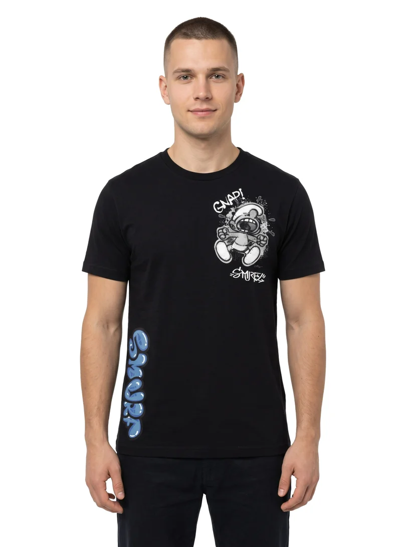 السنافر The Smurfs “Blue Squad” Men’s Regular T-Shirt | Character Back Print Graphic Casual Crew Neck Cotton Tee