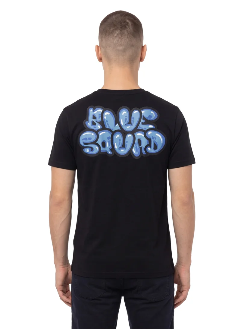 السنافر The Smurfs “Blue Squad” Men’s Regular T-Shirt | Character Back Print Graphic Casual Crew Neck Cotton Tee