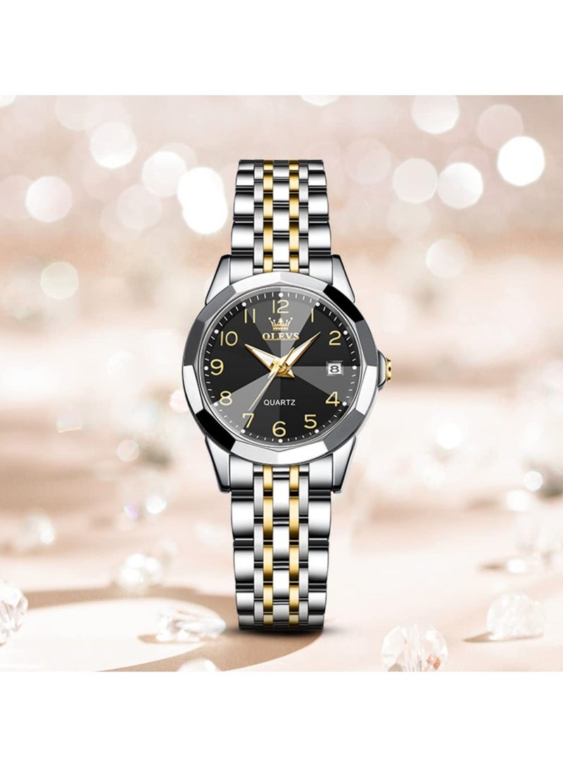 OLEVS Valentine's Romantic Couple Watches His and Hers Ultrathin Classic Quartz Analog Wrist Watches Gifts Set for Lovers Set of Two Quartz Watch Stainless Steel Waterproof Date Watches - Image 3