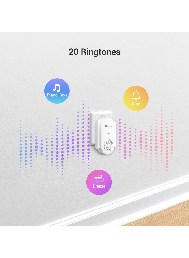 EZVIZ CH1 Smart Wi-Fi Chime Designed for EZVIZ Battery-Powered Video Doorbells (EP3x Pro & More), White  - Image 5