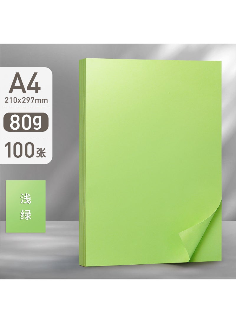 Generic Yuanhao 100 pieces of color a4 paper printing paper copy paper 20 mixed color color paper 80g handmade red pink yellow paper foldingA4/80g/100 sheets_light green A4/80g/100 sheets_light green 
