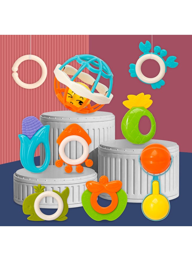 Baby Rattle Toy Set 0-1 Year Old Baby Puzzle Hand Rattle Boy Girl Full Moon Gift-Color:Baby Rattle Set Of 9 (565)  - Image 2