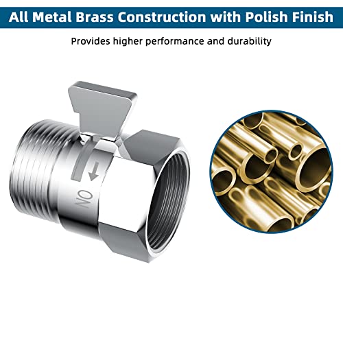 Hibbent All Metal 2 Pack Shower Head Flow Control Valve, G1/2 Brass Shut-off Valve with Metal Handle Lever, Shut OFF Water Flow Control Regulator for Handheld Shower, or Bidet Sprayer, Chorme - Image 5