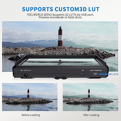 FEELWORLD S55 6 inch Camera DSLR Field Monitor Small Full HD 1920x1080 IPS LUT Video Peaking Focus Assist with 4K HDMI 8.4V DC Input Output Professional Video Accessories - Image 3