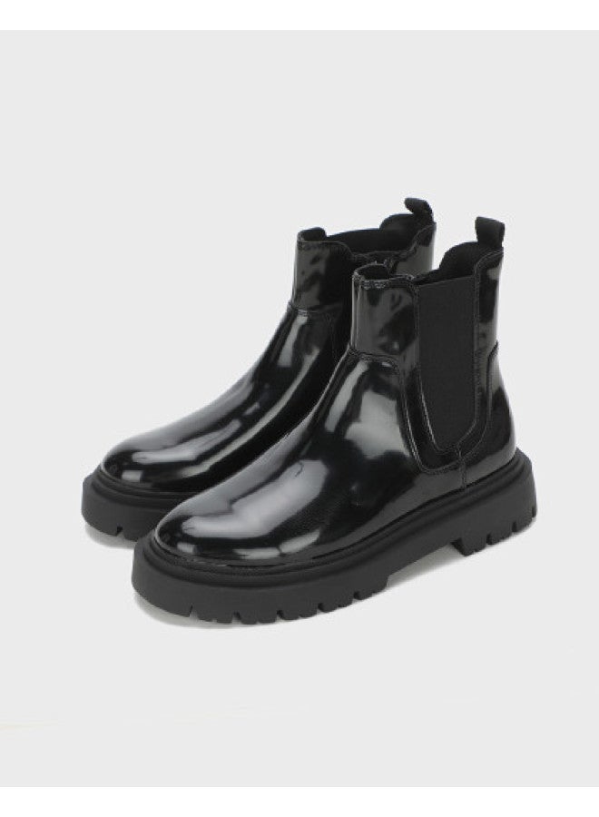 Zara Trendy Kids' Leather Glossy Stylish Versatile Mid-calf Boots - Image 1