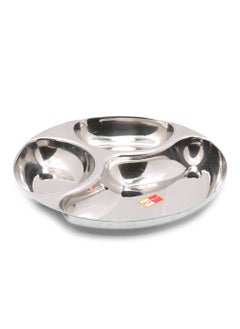 KCL KCL Stainless Steel Round Partition Plate Heavy Guage Mirror Finish / Bhojan Plate - Model - Pratham 3 in1 - 2 Unit (Diameter -31 cm) (20Guage)  - Image 2