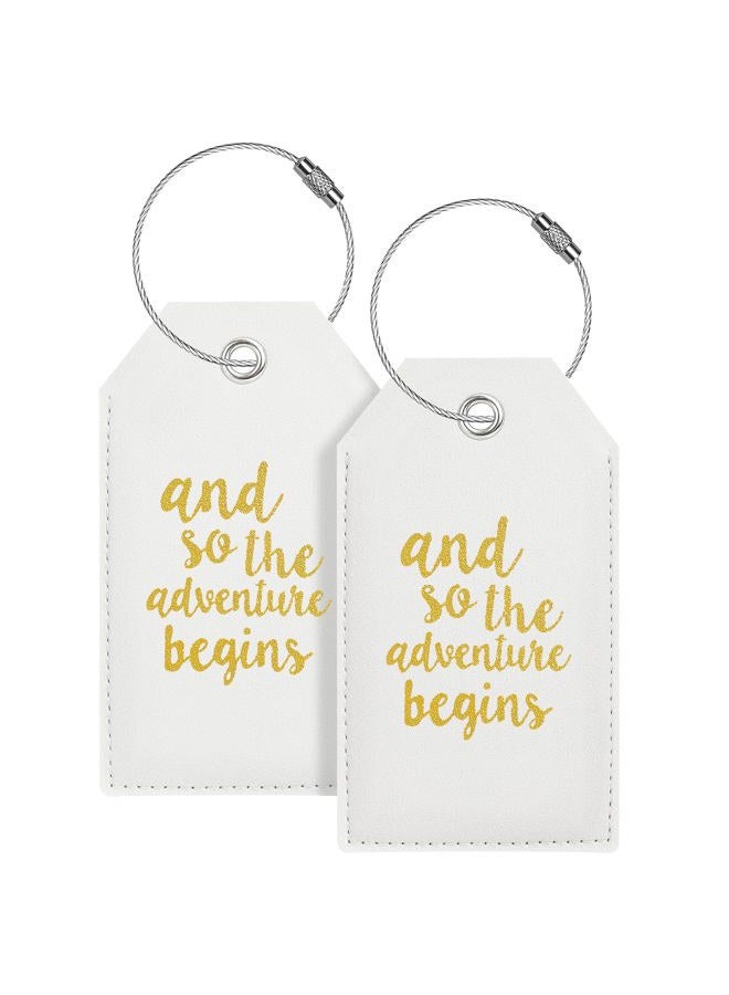 Casmonal Luggage Tags with Full Back Privacy Cover w/Steel Loops (White 02 pcs Set) - Image 1