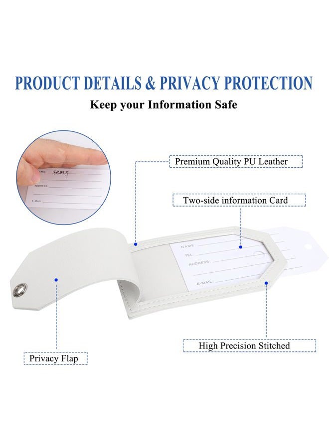 Casmonal Luggage Tags with Full Back Privacy Cover w/Steel Loops (White 02 pcs Set) - Image 3