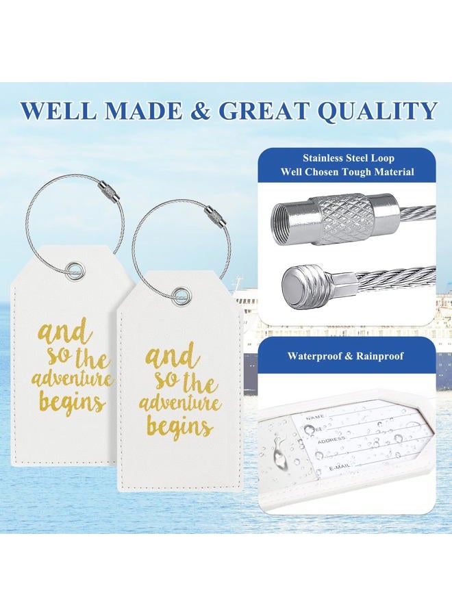Casmonal Luggage Tags with Full Back Privacy Cover w/Steel Loops (White 02 pcs Set) - Image 5