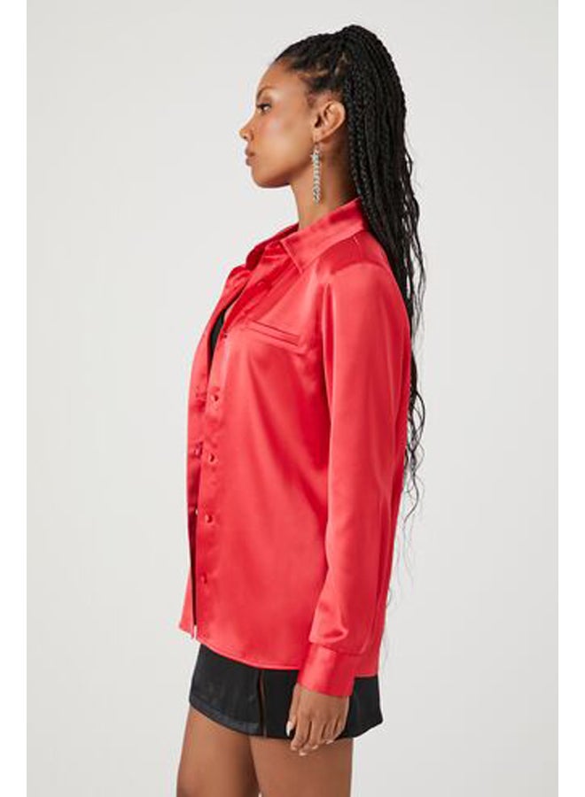 FOREVER 21 Satin Button-Front Shirt - Image 2