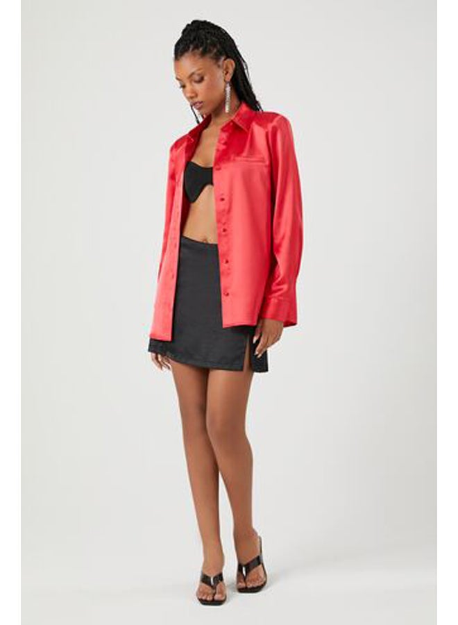 FOREVER 21 Satin Button-Front Shirt - Image 4