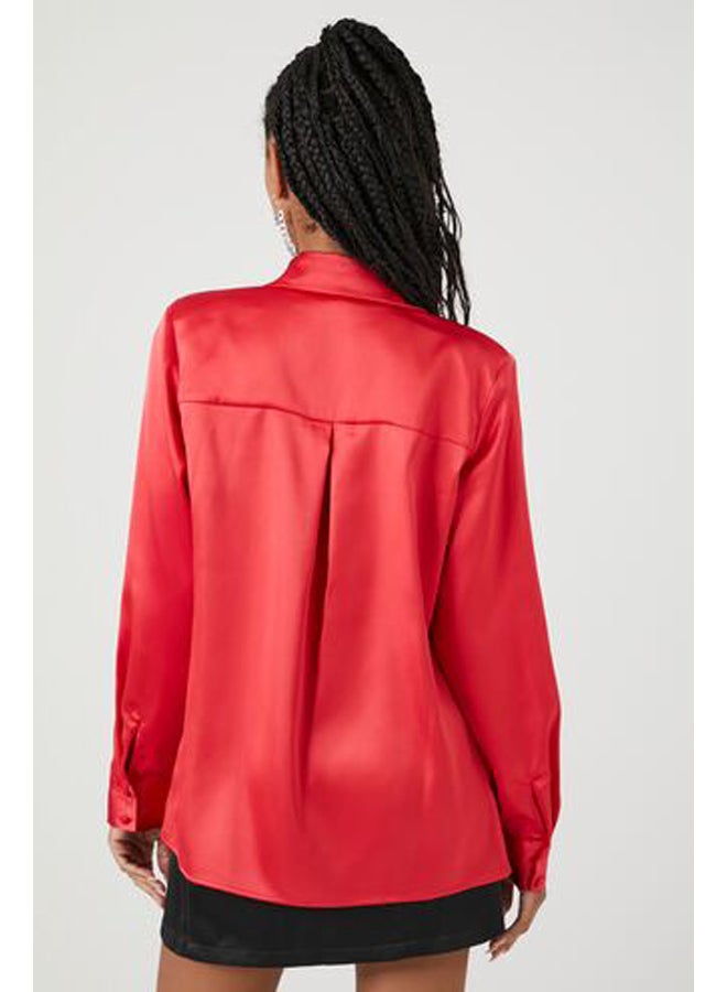 FOREVER 21 Satin Button-Front Shirt - Image 3