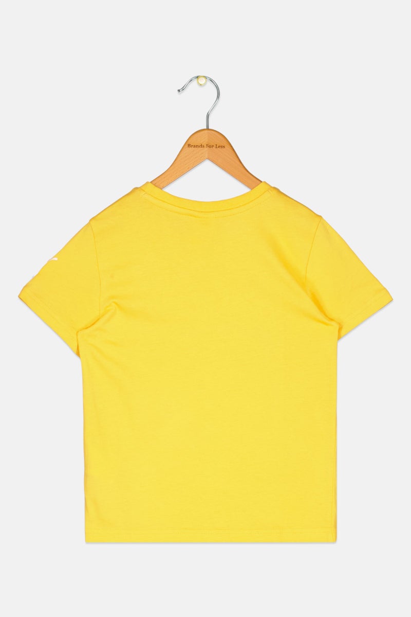 PUMA Kids Boy Sportswear Fit Short Sleeve Graphic Print Outdoor T-Shirt, Yellow - Image 2