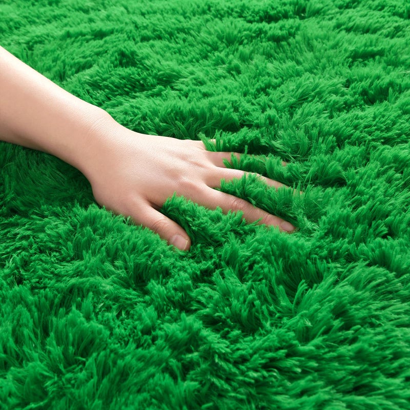 AROGAN Luxury Soft Shaggy Carpet, 3x5 Feet Green Fluffy Bedroom Rug for Living Room, Kids Girls Playroom Teen Room Nursery Decor - Image 4