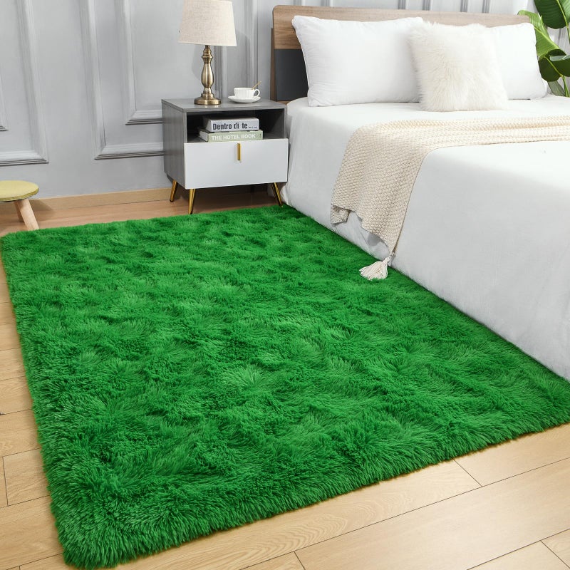 AROGAN Luxury Soft Shaggy Carpet, 3x5 Feet Green Fluffy Bedroom Rug for Living Room, Kids Girls Playroom Teen Room Nursery Decor - Image 2