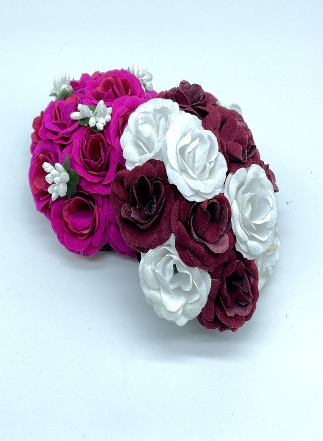 Maahal Artificial Flower Juda/Bridal/Gajra Bun Hair Accessories For Women&Girls/Pack of 2, Multi - Image 3