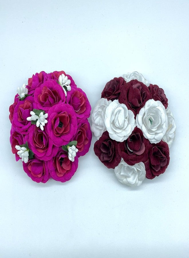 Maahal Artificial Flower Juda/Bridal/Gajra Bun Hair Accessories For Women&Girls/Pack of 2, Multi - Image 2