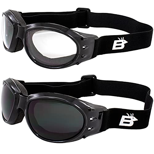 Birdz Eyewear Eagle Red Baron Motorcycle & Airsoft Goggles Clear and Super Dark Lenses for All-Weather, ATV, Biker, Extreme Sports, and Dust Protection - Image 1