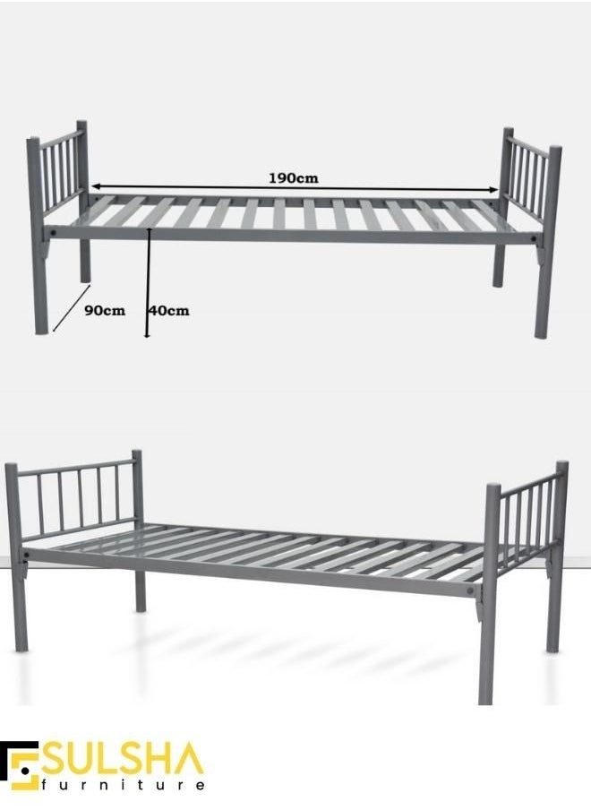 SULSHA - Steel Single Bed Grey 90x190x40 Cm - Image 1