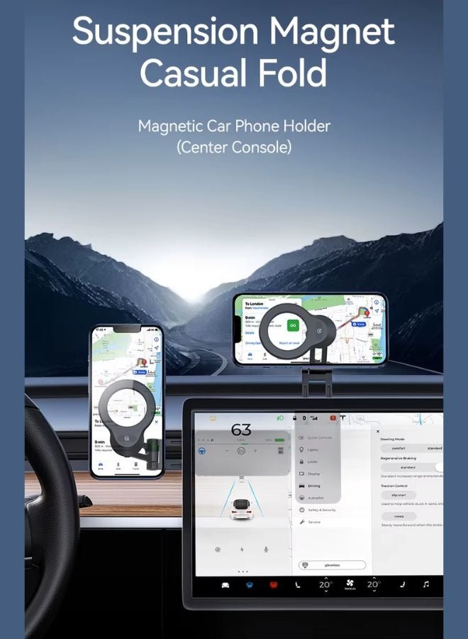 Usams حامل هاتف مغناطيسي قابل للطي لحامل هاتف السيارة - أسود - Image 3