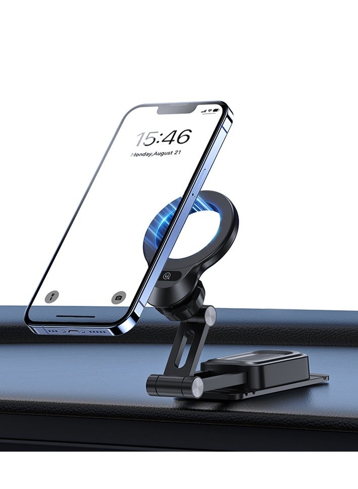 Usams حامل هاتف مغناطيسي قابل للطي لحامل هاتف السيارة - أسود - Image 4